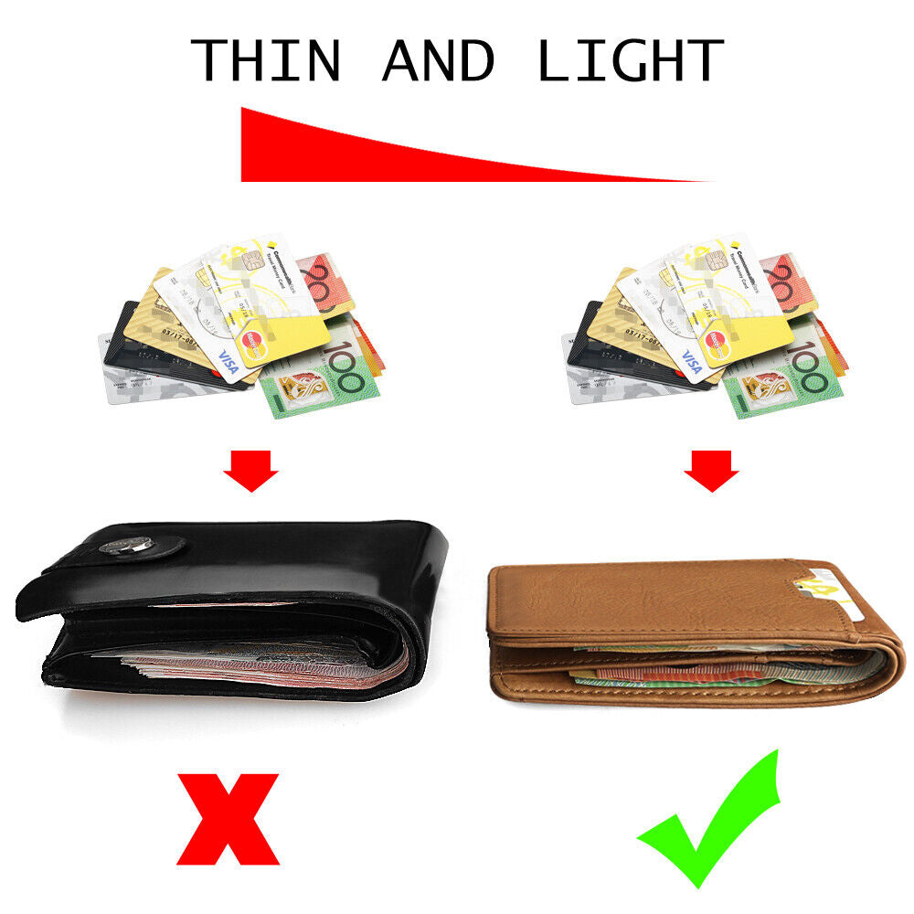 RFID BLOCKING LEATHER WALLET CREDIT CARD HOLDER SLIM MEN'S MONEY CASH CLIP PURSE
