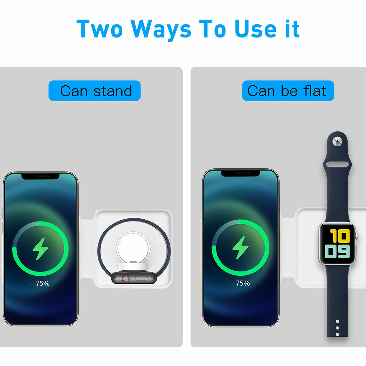 15W Mag safe Magnetic Wireless Foldable Charger Pad For iPhone 14 13 Apple Watch