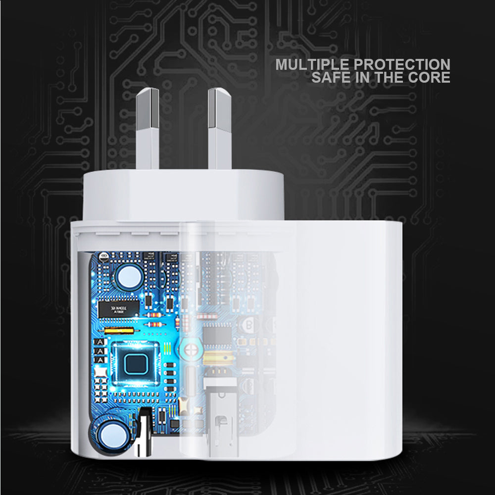 20W DUAL USB-A Type C Fast Wall Charger Adaptor QC3.0 For Android iPhone SAA
