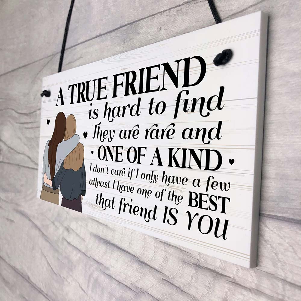 Wooden Friendship Gift for Best Friend – “True Friend” Wall Decor, Birthday & Christmas Gift for Her