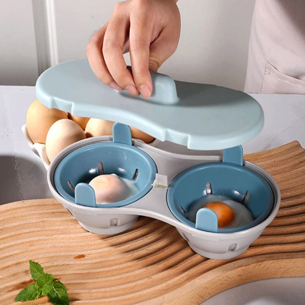 Microwave Double Cup Eggs Poacher Cookware Cooker Egg Boiler Steamer Maker Poach