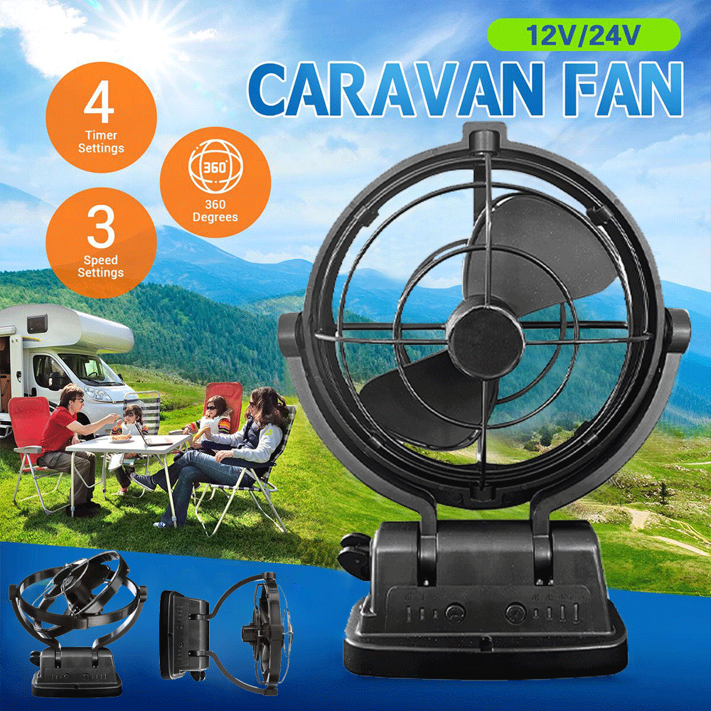 12V 24V Caravan Fan Camping Trailer RV Boat Design 360° with Remote Control