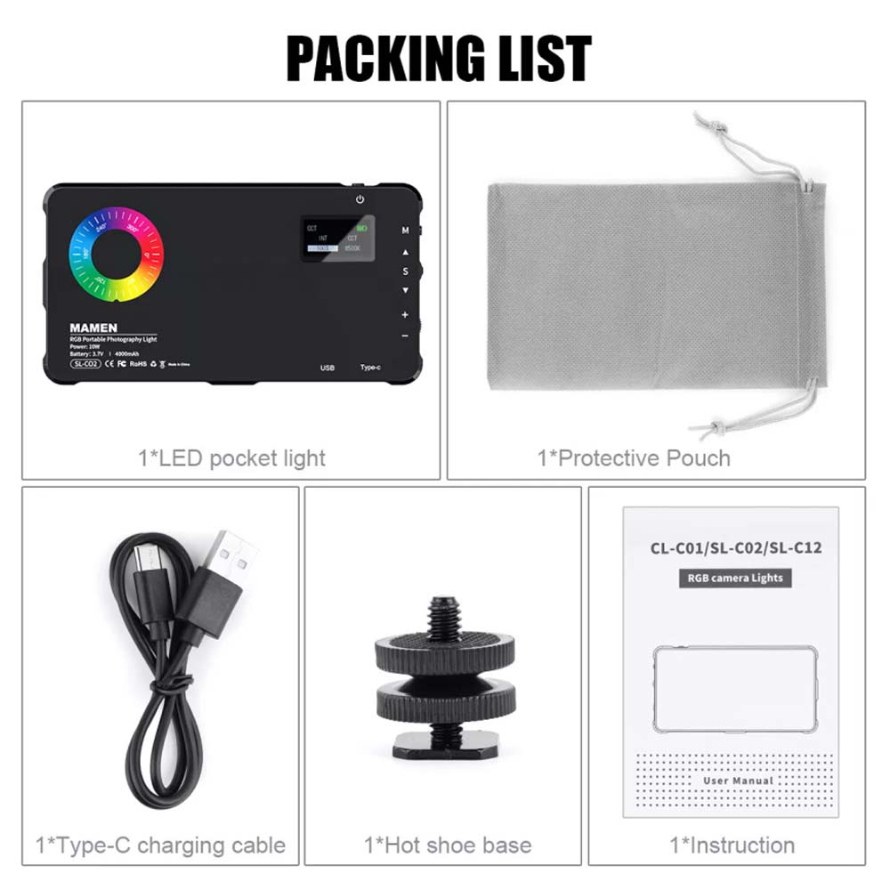 RGB LED Light 2500K-9000K Camera Photography Video Light Handheld Fill Light