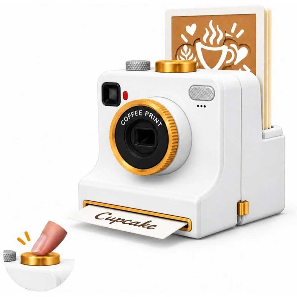 Latte Art Powder Printer – 3D Printed Coffee Stencil Dispenser with 4 Cards