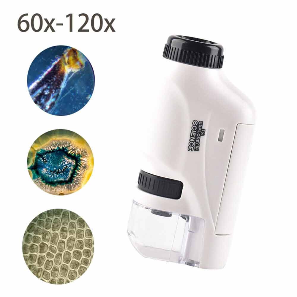 60X-120X Kids Pocket Microscope Handheld Magnification Lens with LED Lighted