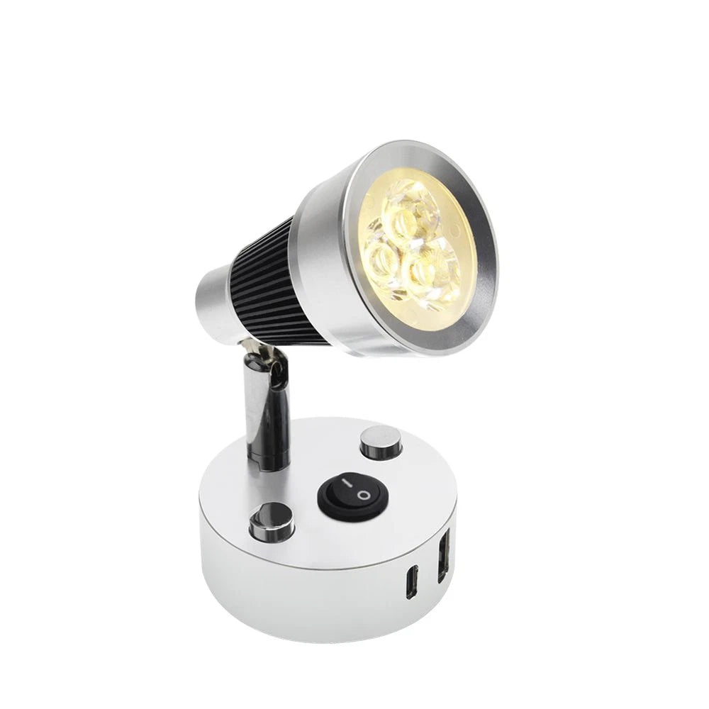 12V 24V Reading Light 3W LED RV Interior with USB & Type-C for Caravan Boat Lamp