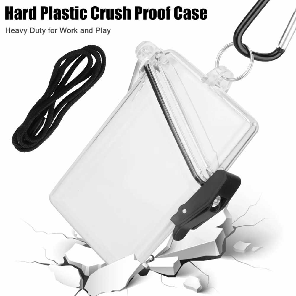 Waterproof Sport Case Portable Key Cash Work ID Card Holder Badge w/Lanyard+Clip