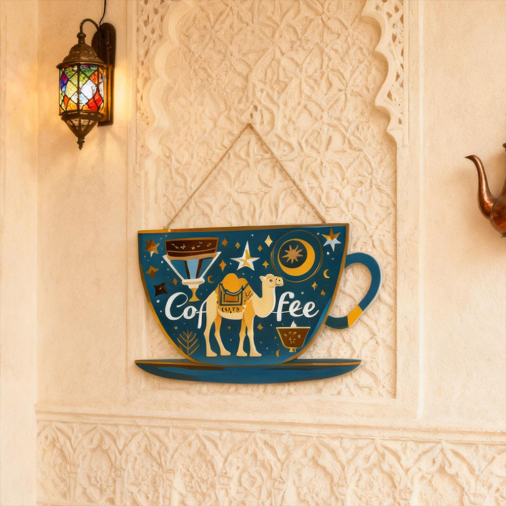 Wooden Coffee Sign – Rustic Wall Plaque with Rope, Bar Door Decor