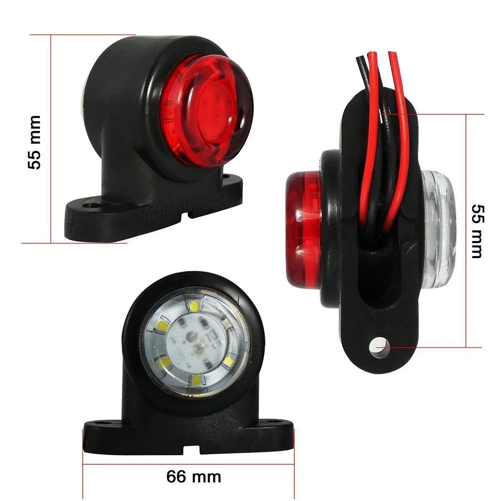 2x Mini Dual Side Rubber Led Marker Lights Trailer Truck Lorry Camper Outline 12-24v