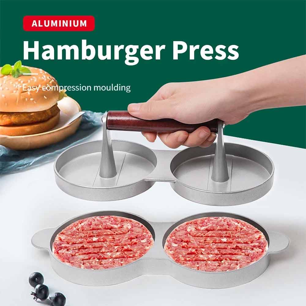 Double Burger Press Hamburger Maker – Non-Stick Aluminum Beef Patty Meat Tool for BBQ