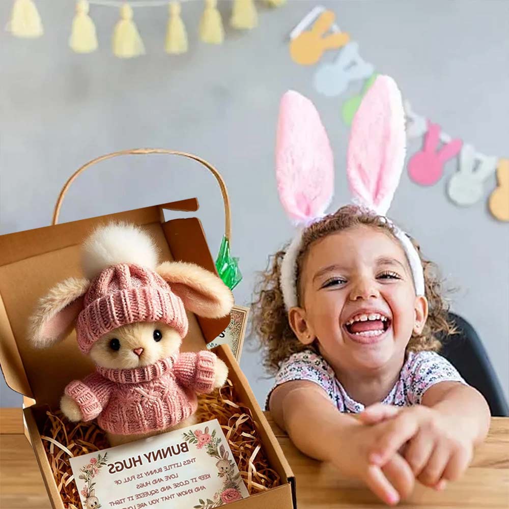 Pink Mini Bunny Hug - Cute Easter Gift Card Pocket Plush in Gift Box