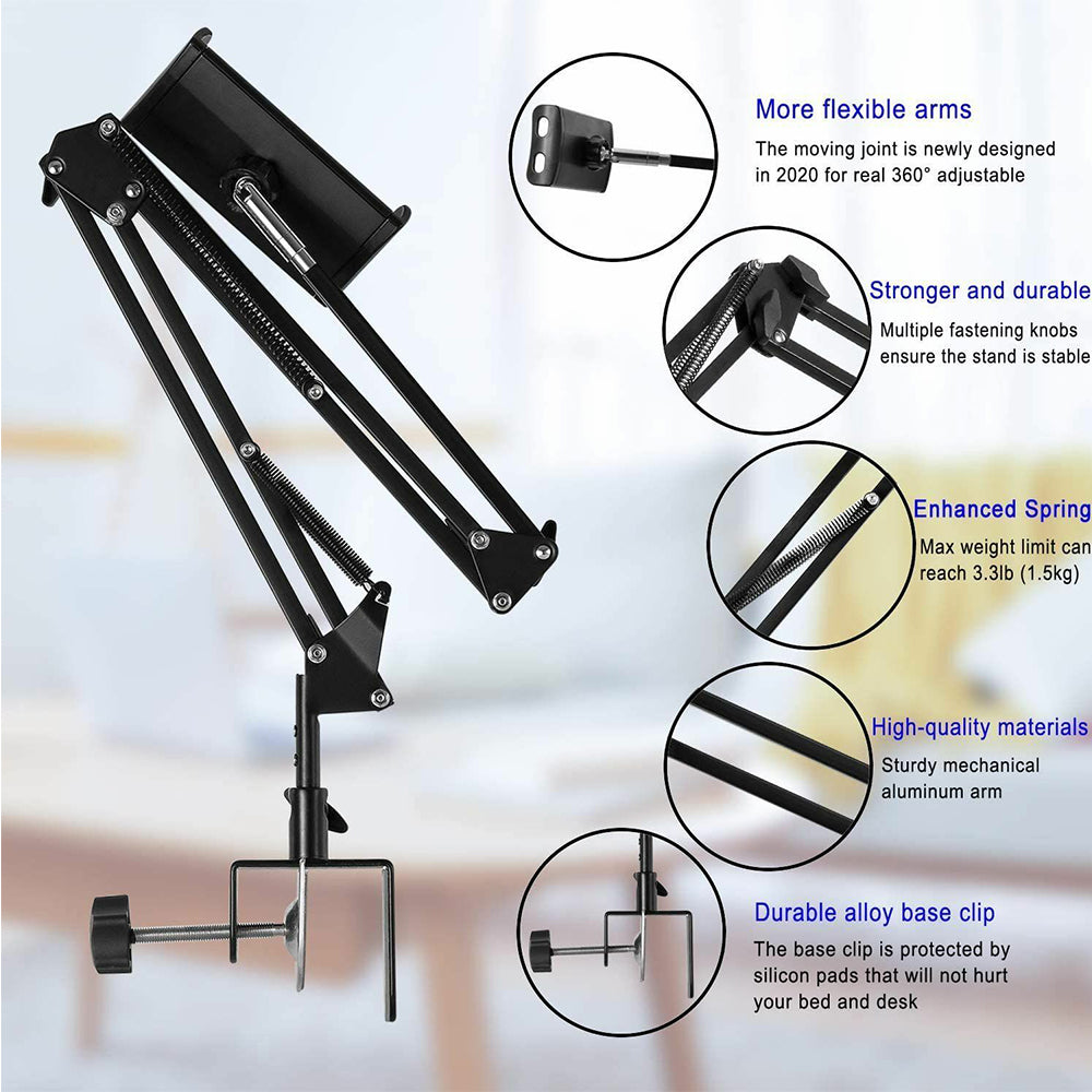 360° Rotating Adjustable Long Arm Desk Bed Table Phone PAD Holder Stand
