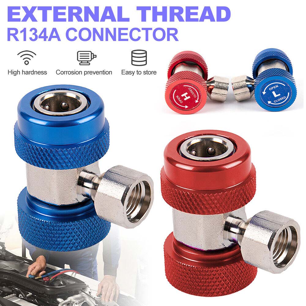 2pcs R134A A/C Air Condition Coupler Adapter High Low Manifold Gas Connector