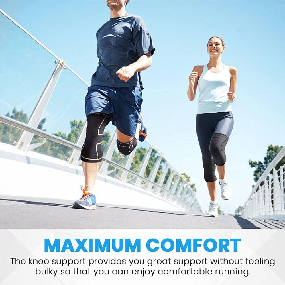 2x Knee Support Compression Sleeves - NHS Style Brace for Pain Relief & Gym