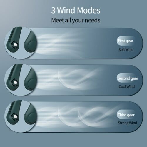 Bladeless Portable USB Neck Fan Cooler Rechargeable Dual Effect Cooling Neckband