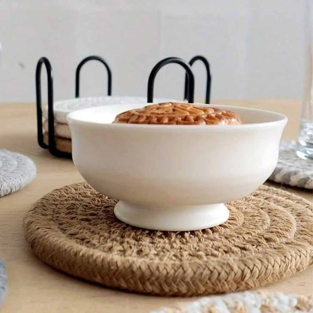 8-Piece Cup Coaster Set – Non-Woven Heat Resistant Mat with Non-Slip Iron Frame