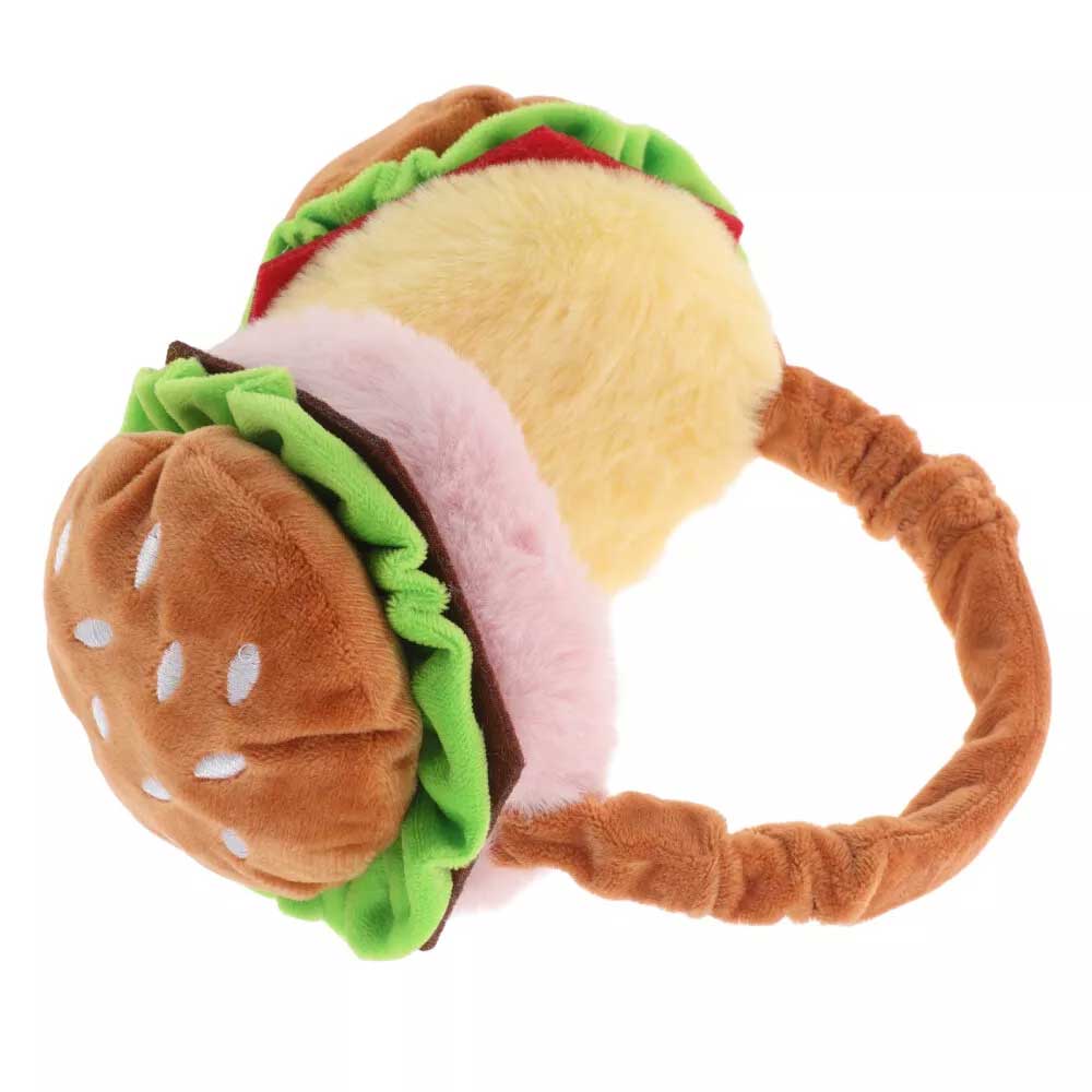 Hamburger Ear Muffs – Funny Fast Food Plush Ear Warmers for Adults, Foldable & Portable Cold Weather Accessory