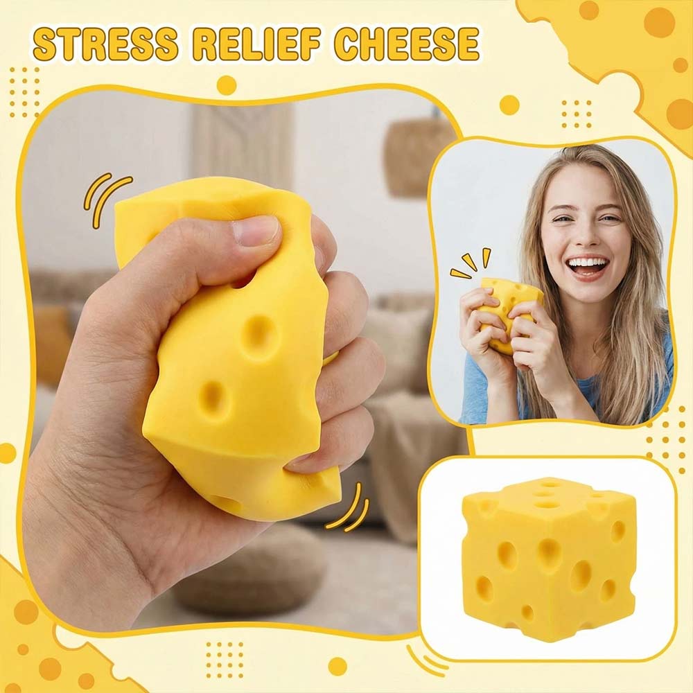 Extra Large Squishy Cheese Stress Relief Toy - Soft Novelty Simulation Cheese  Prop