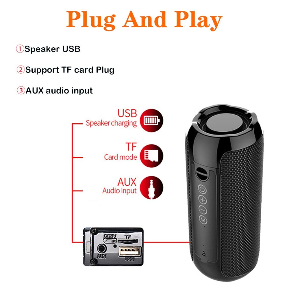 Portable Wireless Bluetooth USB Speaker – Mini Outdoor Speaker with TF Card & FM Radio