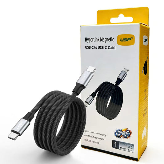 1M Magnetic USB-C to USB-C Cable – 140W Super Fast Charging for iPhone, Samsung, Laptops