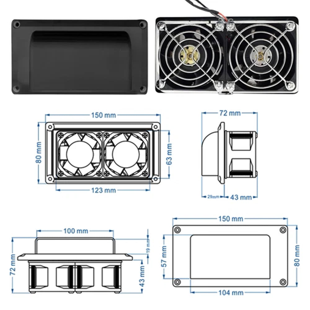 12V RV Side Air Vent – Low Noise Ventilator Exhaust Fan for Caravan & Trailer
