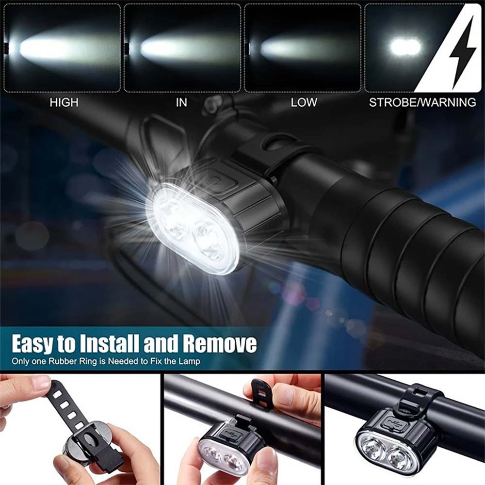 2PCS Super Bright Bike Light Set - Front & Rear LED Bicycle Lamps, Waterproof