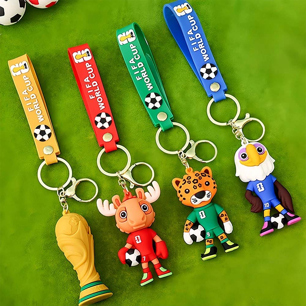 4 Pack 2026 World Cup Mascot Pendant – Football Keychain Memorabilia Keyrings