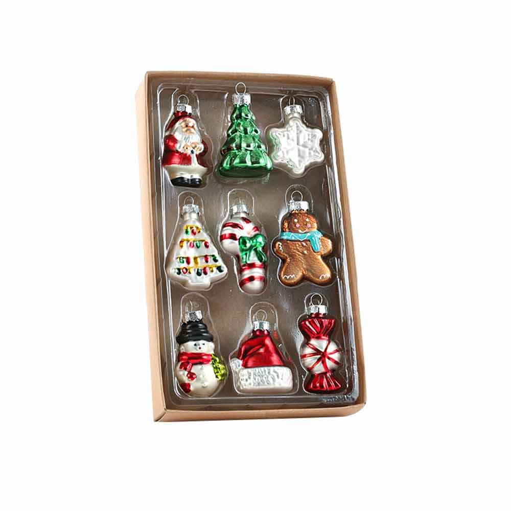 Mini Glass Christmas Ornaments – Novelty Hanging Baubles Set for Tree Decor