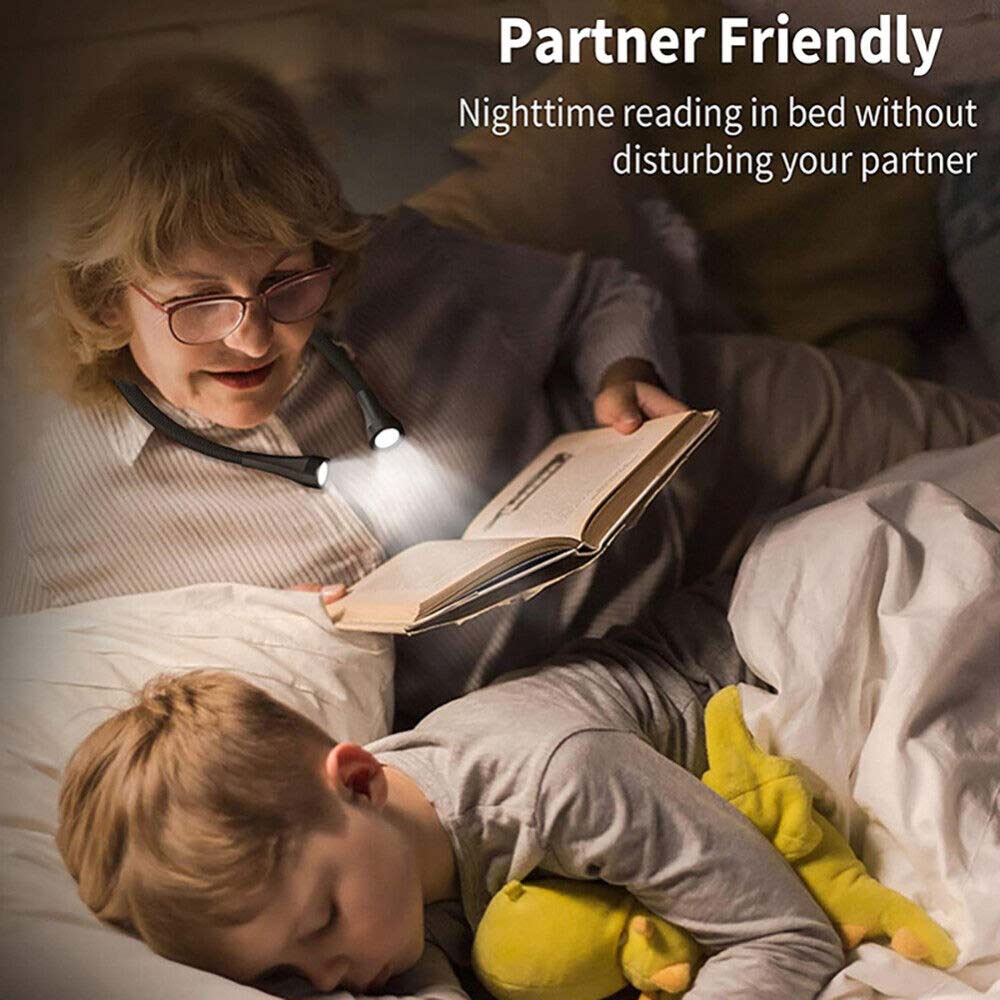 2000mah LED Neck Reading Light Flexible USB Rechargeable Hand Free Bed Nigh Lamp