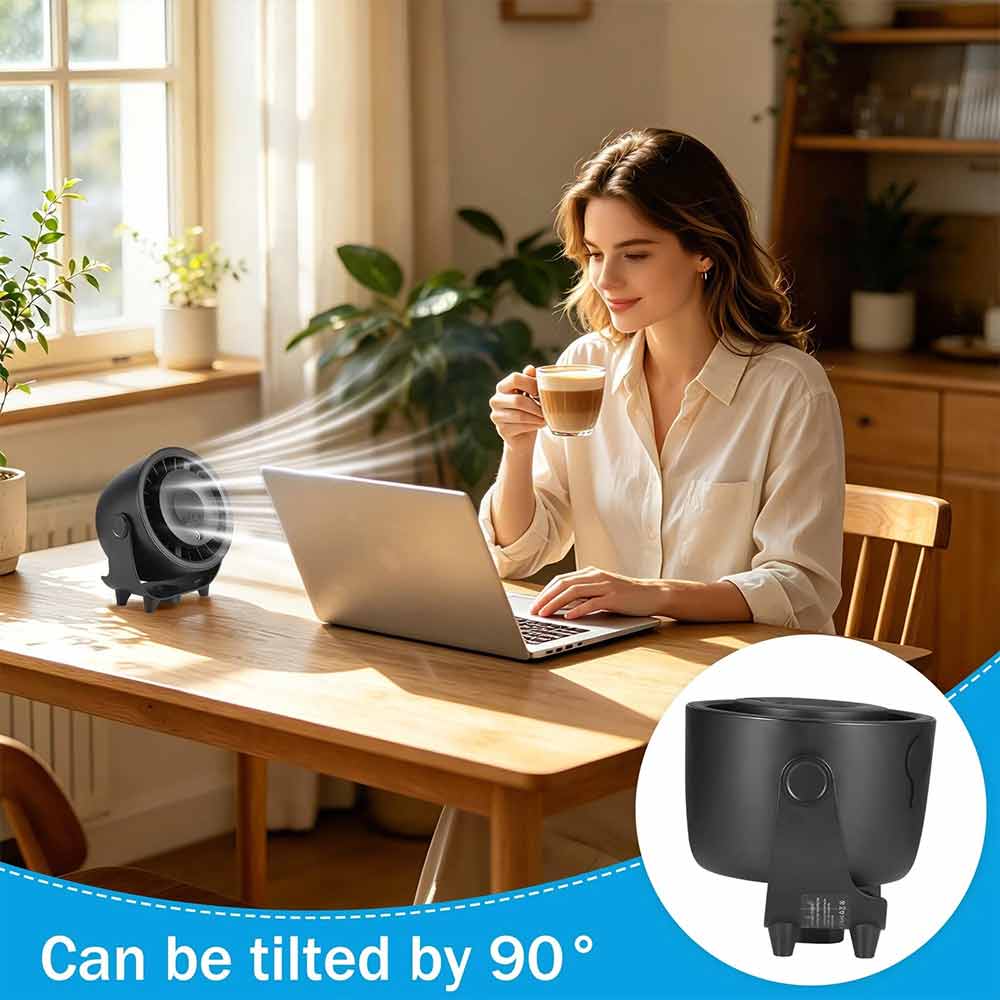 Rechargeable Misting Fan – USB Desktop Cooling Fan with Black Finish