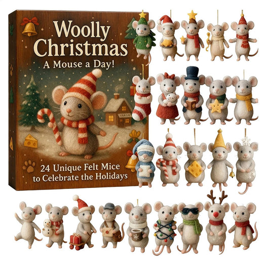 2025 Christmas Mouse Advent Calendar - 2D Acrylic Winter Holiday Countdown Decor