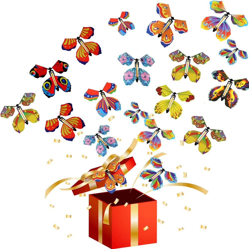 30PCS Magic Wind-Up Flying Butterflies - Surprise Toy for Greeting Cards, Parties & Pranks