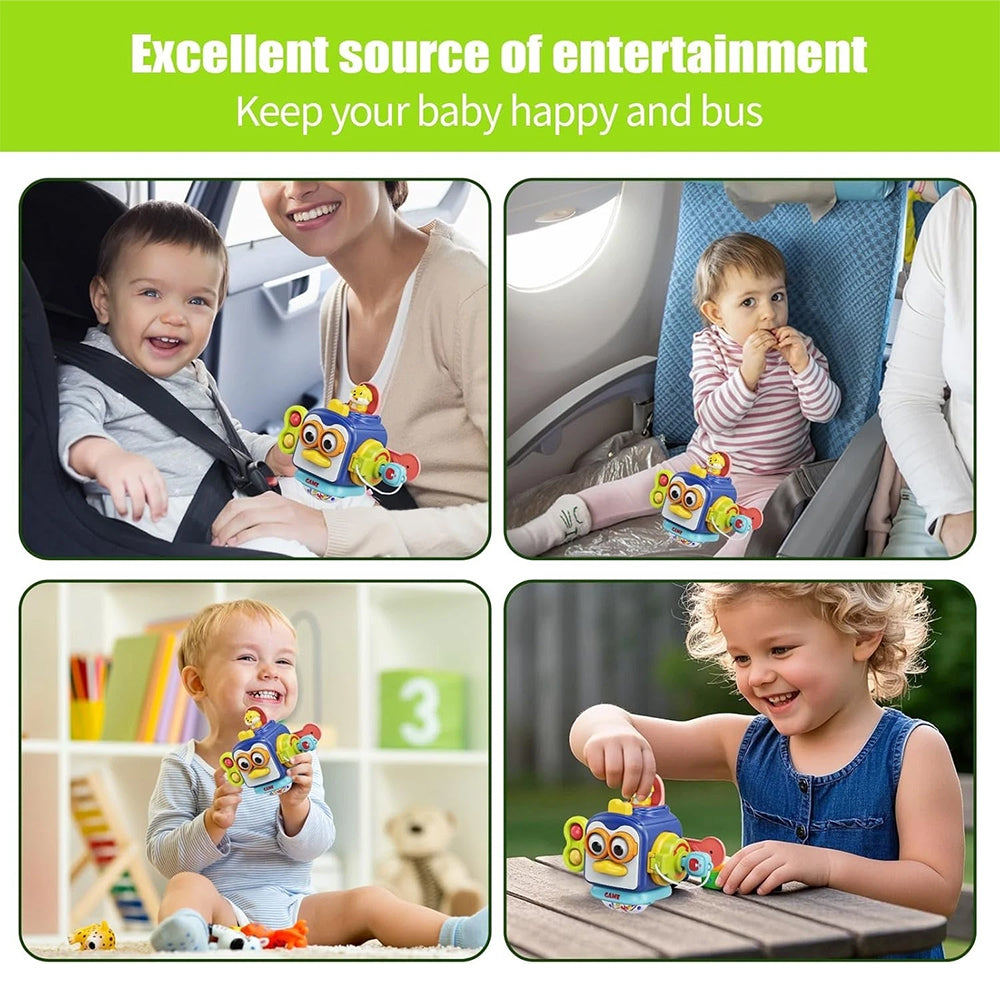 Penguin Busy Cube – Montessori Sensory Toy for Early Learning & Travel Play