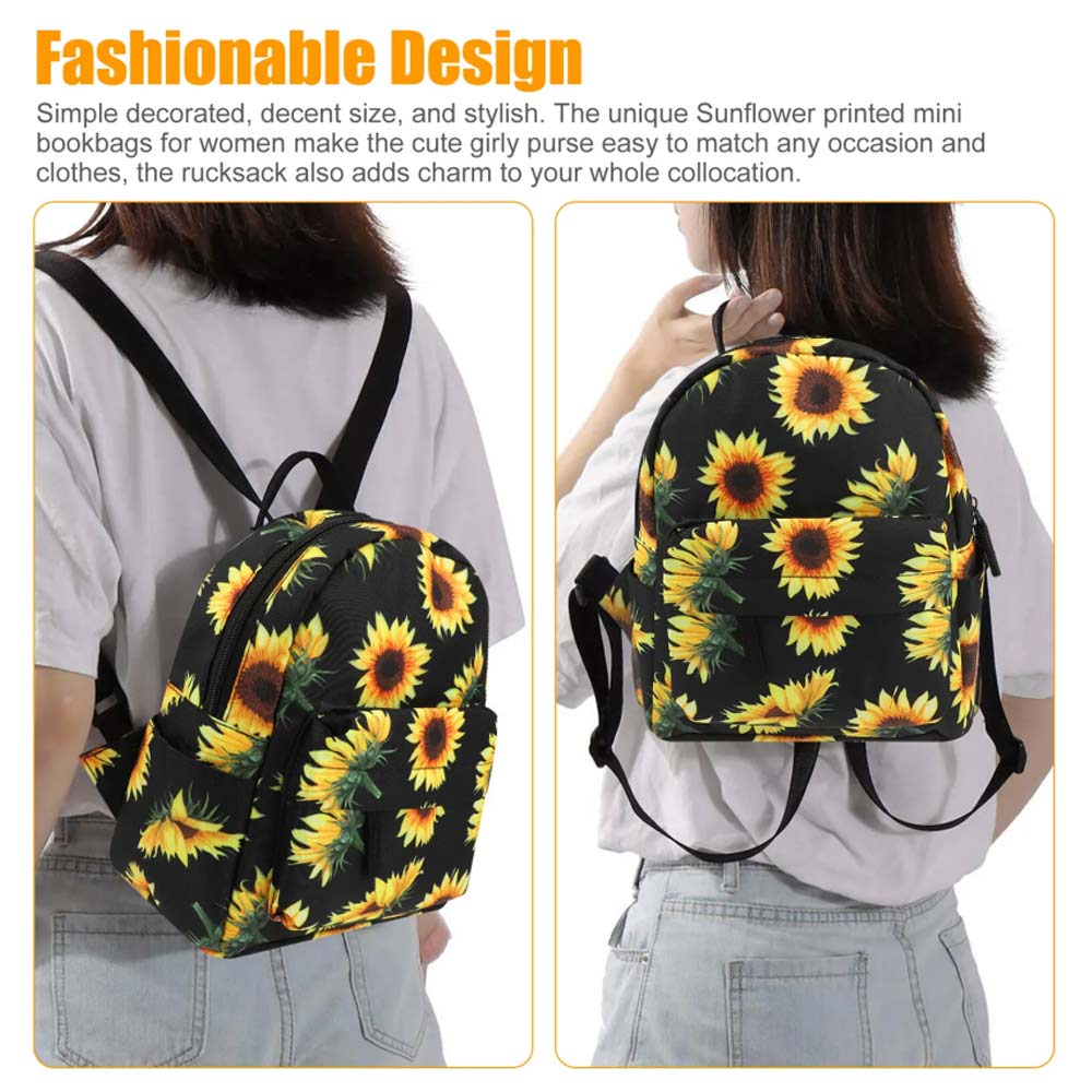 Mini Sunflower Backpack – Women's Purse, Shoulder Rucksack, Handbag & Travel Pouch