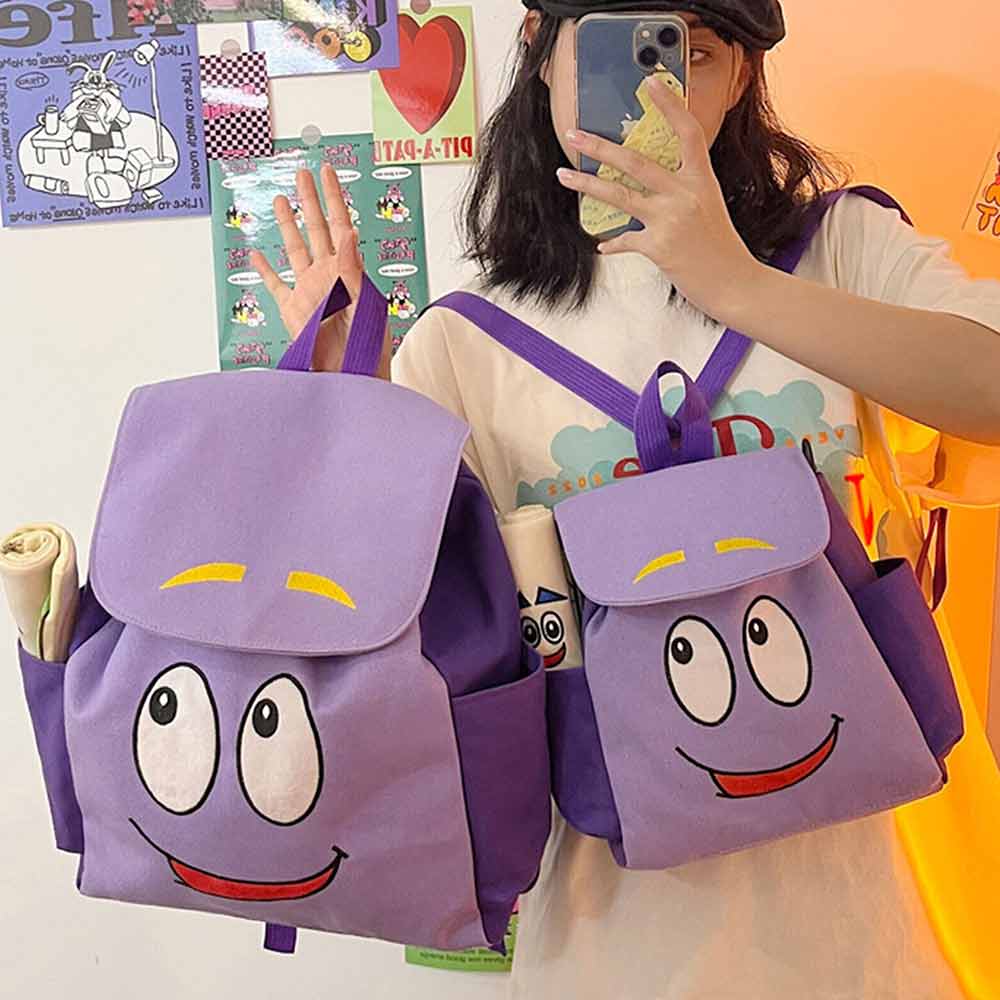 Dora the Explorer Plush Backpack with Interactive Map – Purple Kids Adventure Bag for School & Dress-Up