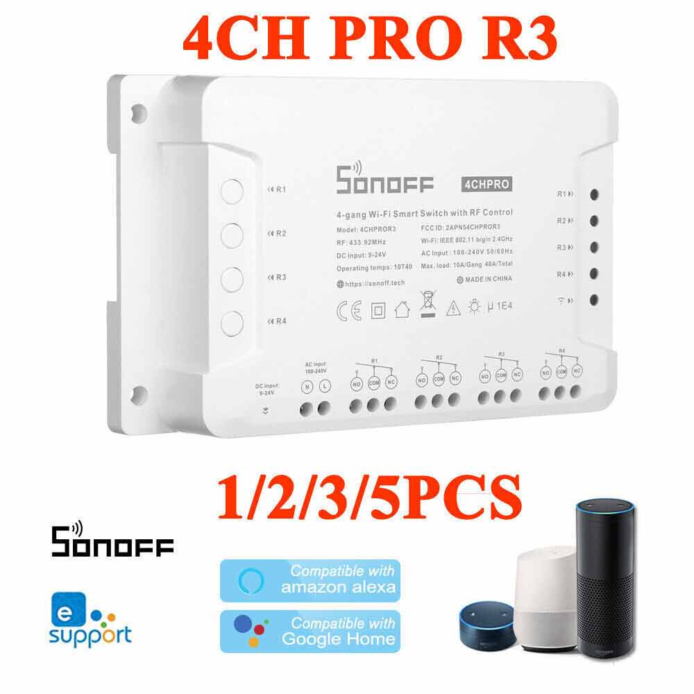 SONOFF 4CH R3/PRO R3 RF 433MHz 4 Gang WiFI Switch Smart Home 1/2/3/5PCS AU+