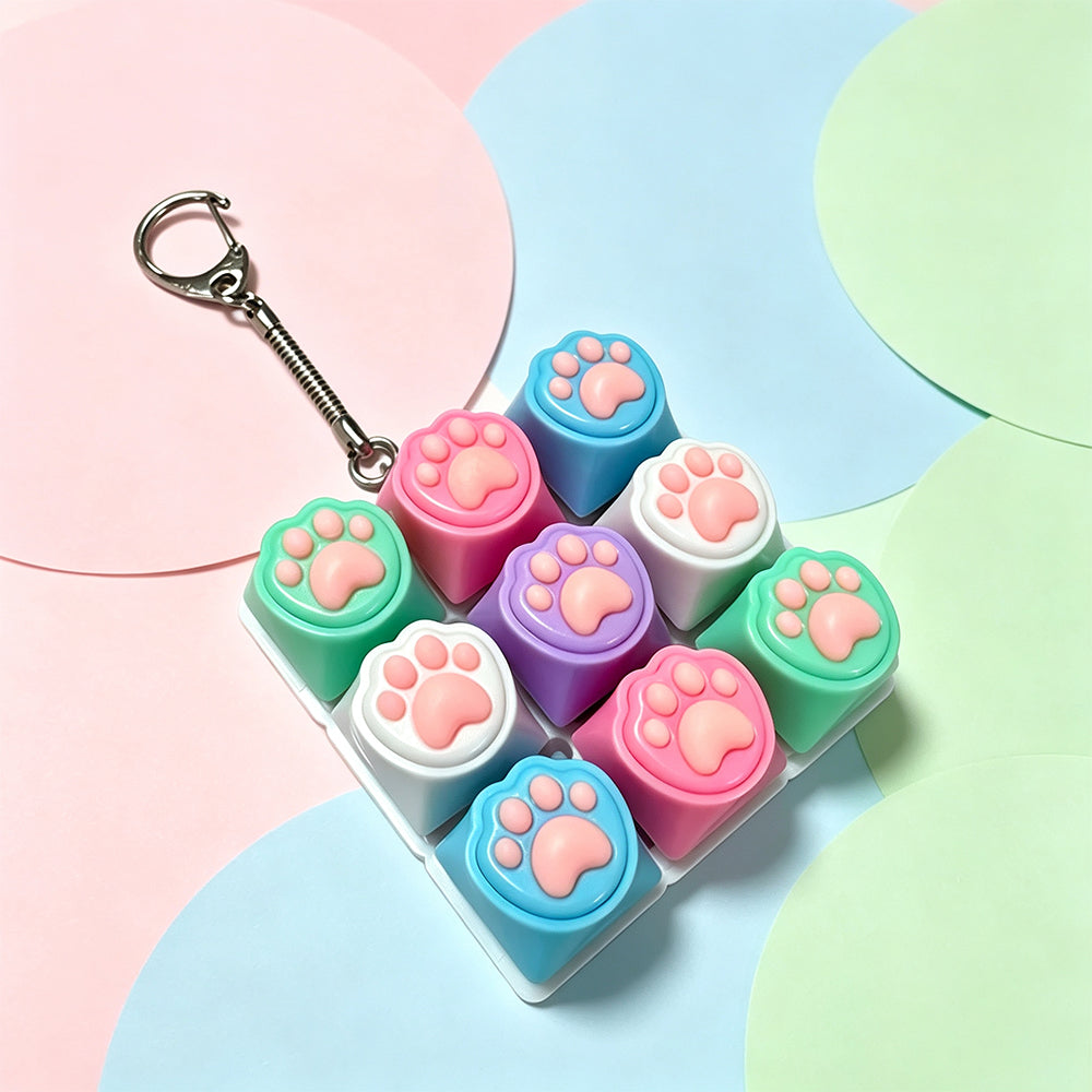 9-Key Keyboard Clicker Toy – Clicky Fidget Keychain for Stress Relief & Focus