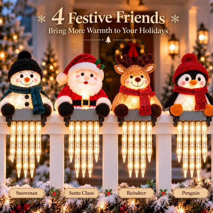 5 LED Solar Santa Icicle Light – IP65 Outdoor Christmas Fence Decoration