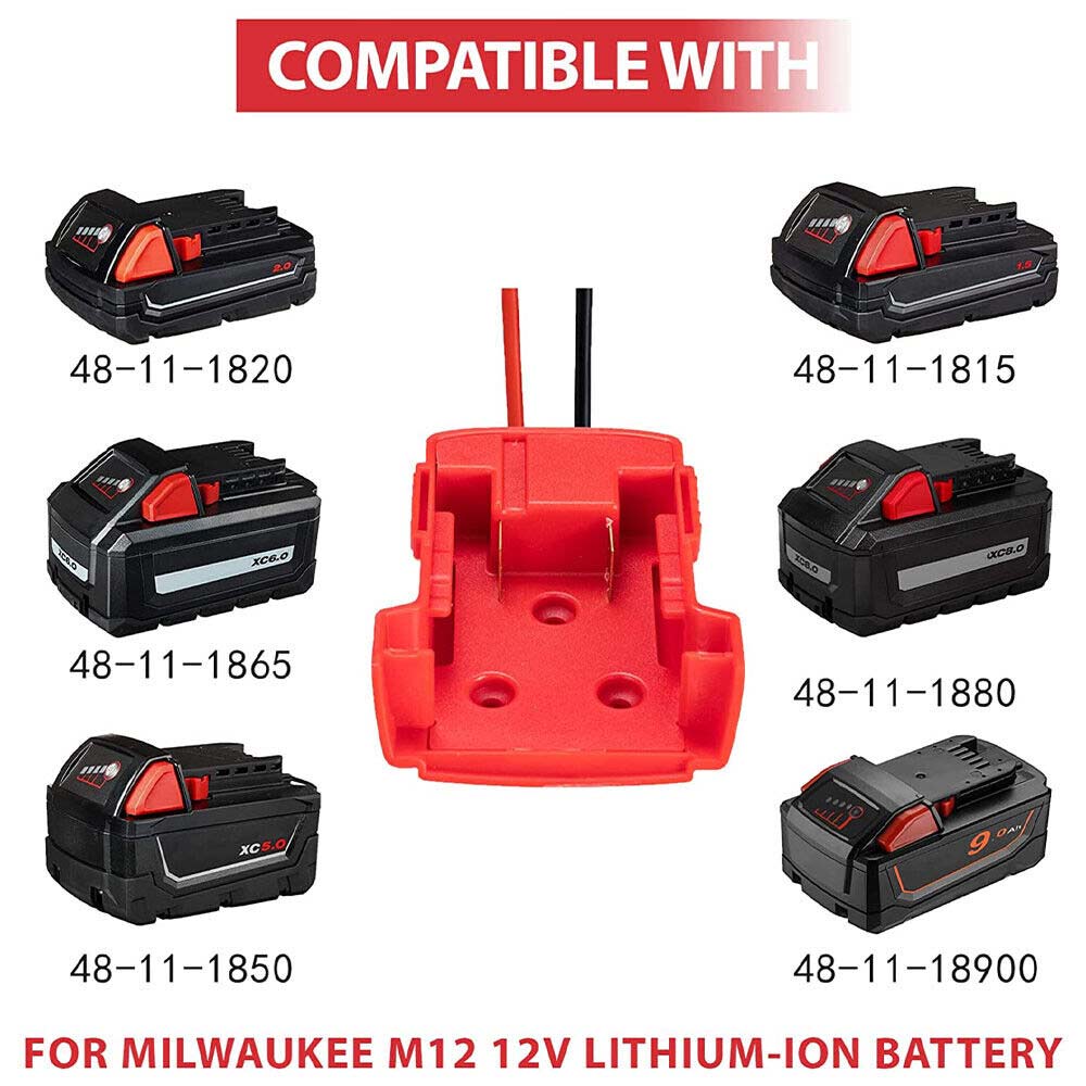 Battery Adapter With Fuse built-in switch for Milwaukee 18V To Dock Holder 12Awg