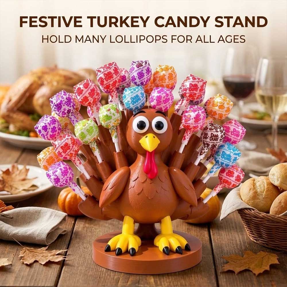 3D Turkey Lollipop Holder – Thanksgiving Candy Display Stand for Holiday Decor