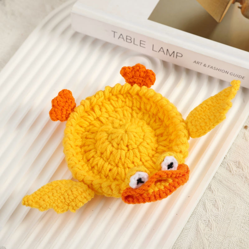 Handmade Crochet 3D Animal Coaster – Cute Knitted Mug Rug, Round Drink Cup Mat