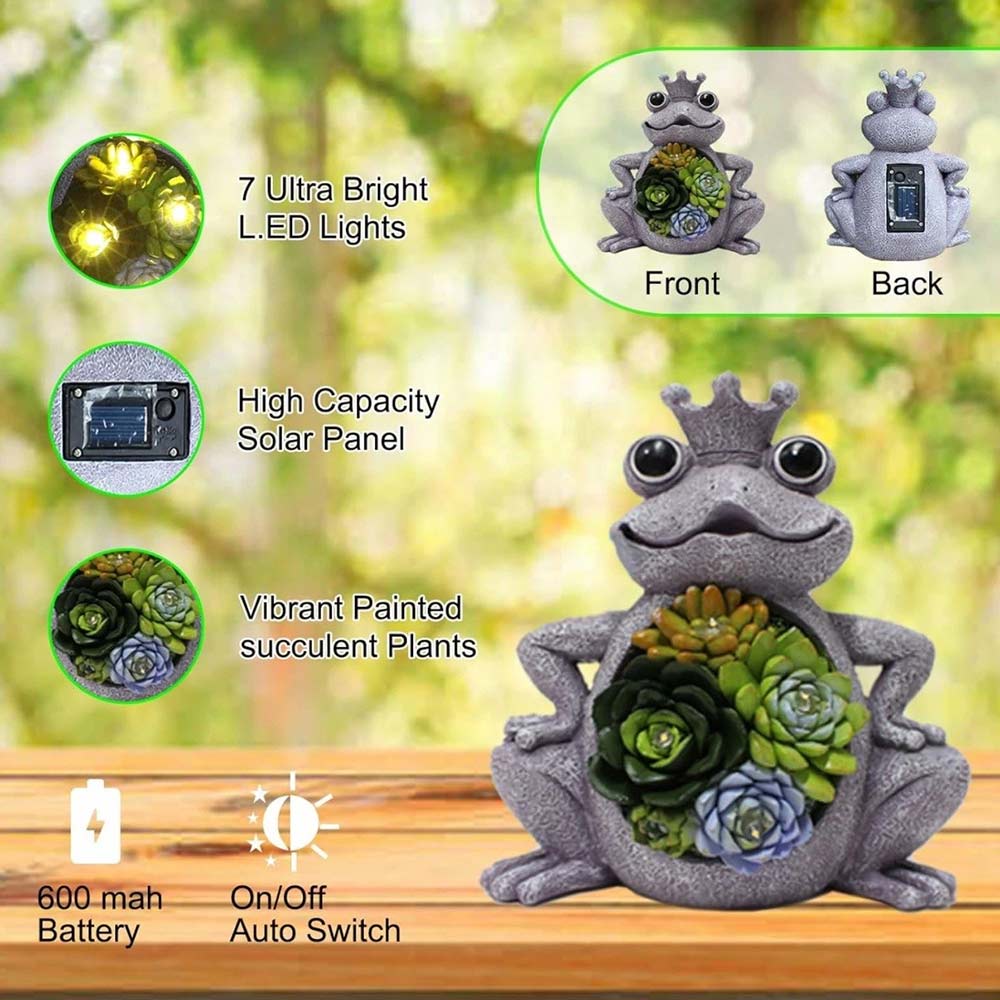 Solar Powered Light Up Fantasy Frog Garden Ornament - Outdoor LED Decor