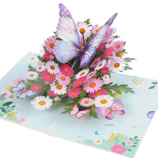 3D Pop-Up Birthday Card – Butterfly Flower Design for Mum, Daughter, Wife, Niece