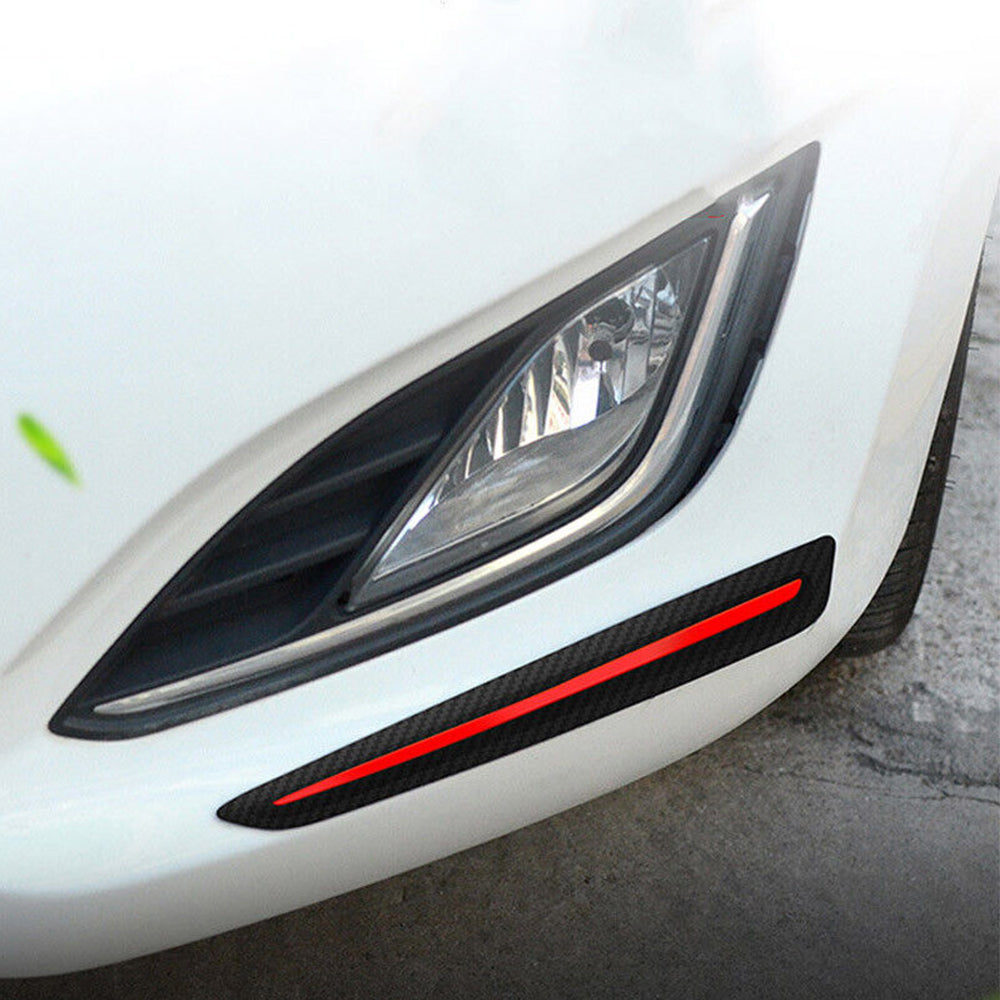 2Pcs Carbon fibre Car Bumper Protection Sticker Strips Anti Scratch Corner Guard