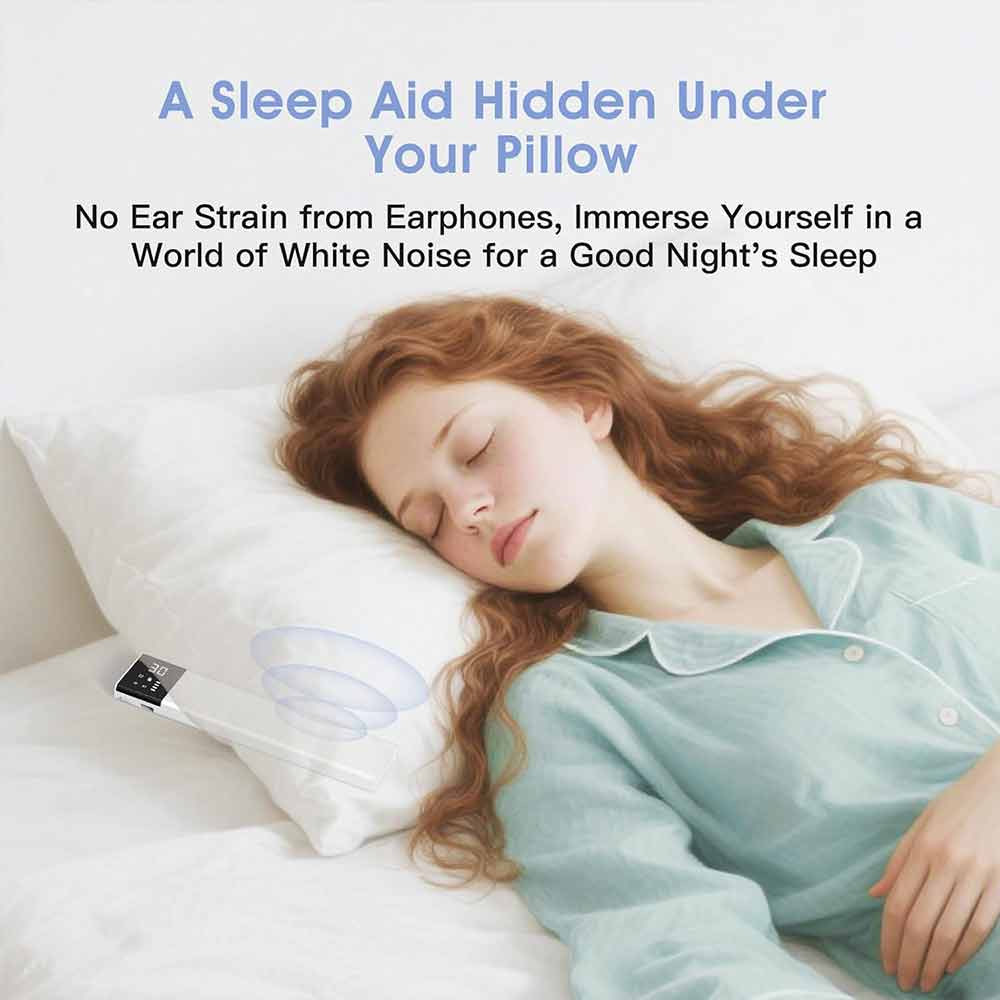 Under Pillow Bone Conduction Speaker – Bluetooth White Noise Machine with Display & Timer