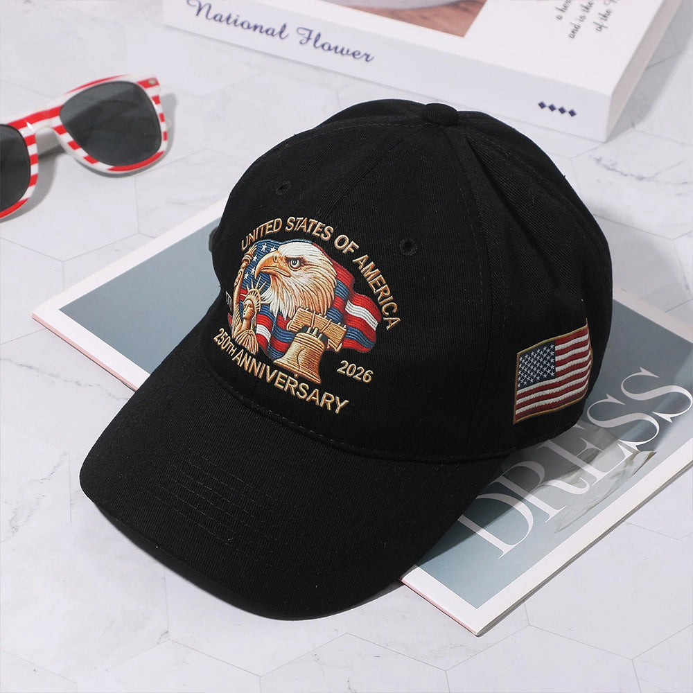 USA 250th Anniversary Baseball Cap - Patriotic 3D Print Hat 1776-2026