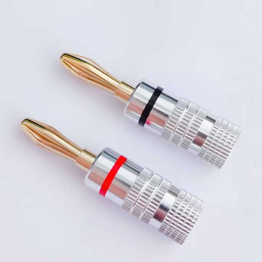8 PCS Professional Banana Plugs - 24K Gold Plated HiFi Audio Connectors Red Black