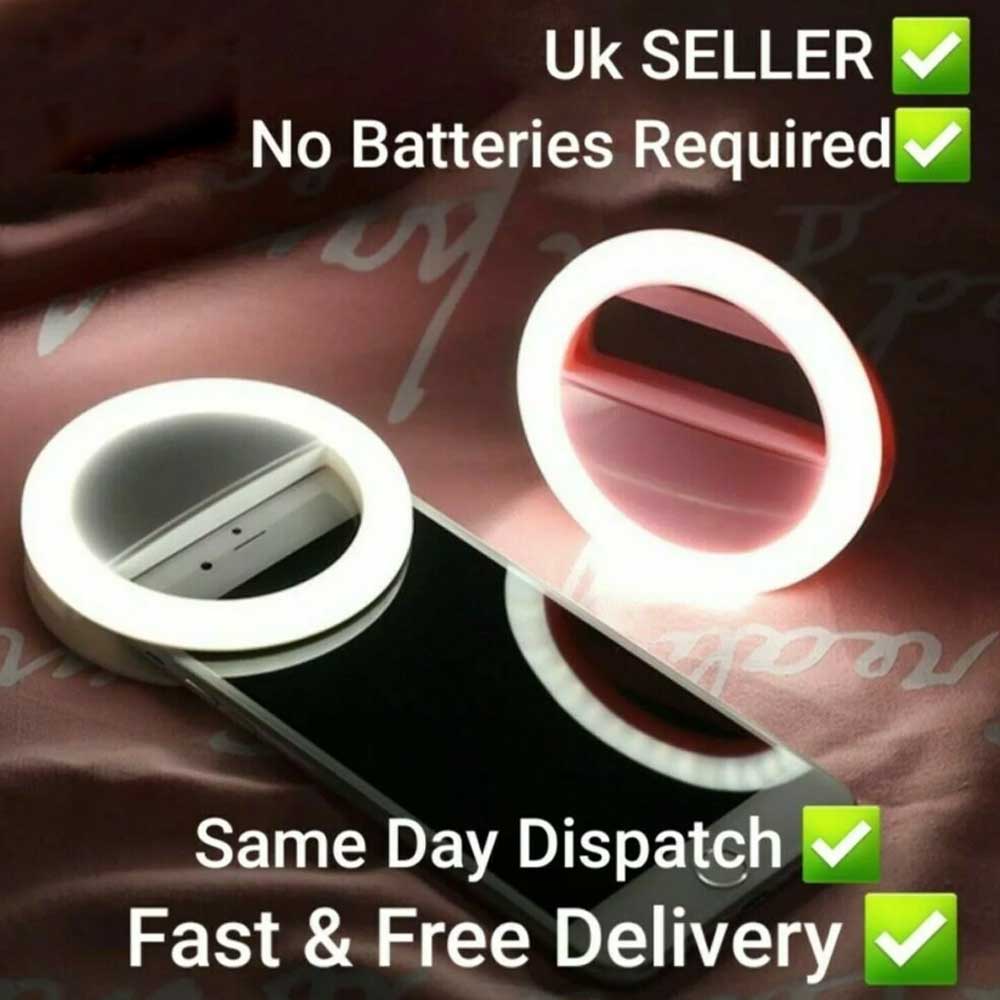 Selfie LED Light Ring Flash Clip Rechargeable Camera For Phone & iPhone Tablets