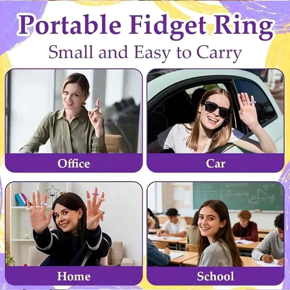5X Stress Relief Beaded Sensory Finger Rings – Fidget Toy for Autism ADHD