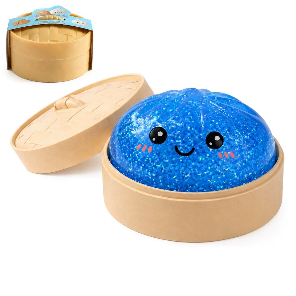 Squishy Stress Relief Toy 2-Pack – Slow Rebound Emoji Bun with Glitter, Sensory Fidget for ADHD & Anxiety